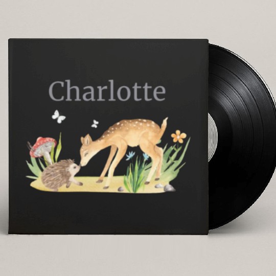 Forest Animal Deer Hedgehog Flowers Name Charlotte Custom Vinyl Record Sleeves