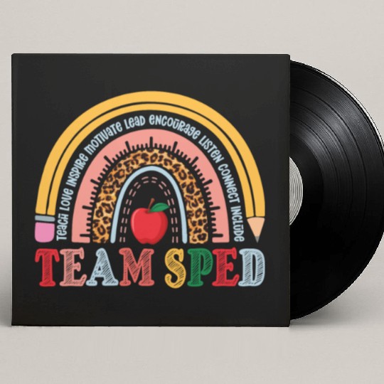 Team SPED Teacher Rainbow Custom Vinyl Record Sleeves