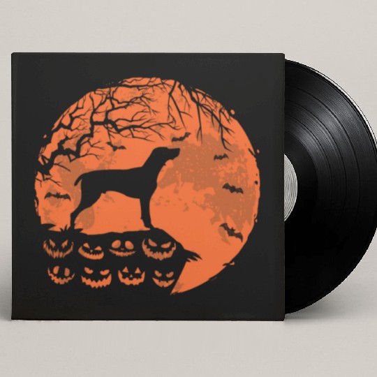 German Shorthaired Pointer And Moon Halloween Custom Vinyl Record Sleeves