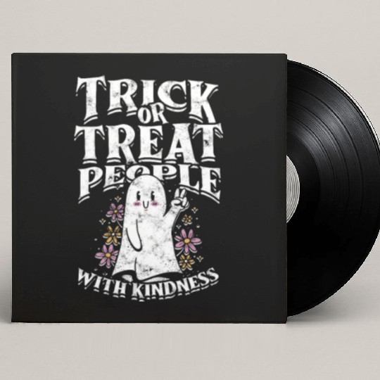 Trick or treat people with kindness - cute ghost Custom Vinyl Record Sleeves