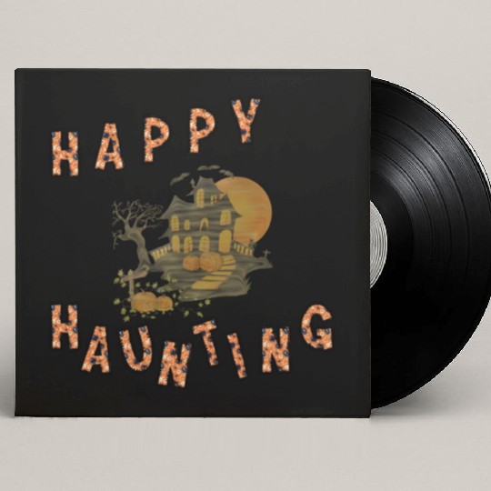 Happy haunting party pumpkins dead house bat Custom Vinyl Record Sleeves