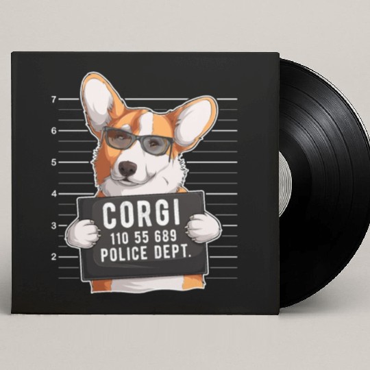 Corgi Mugshot Dog Lover Custom Vinyl Record Sleeves