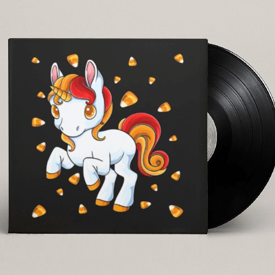 Halloween Unicorn Pony Candy Corn Halloween Custom Vinyl Record Sleeves