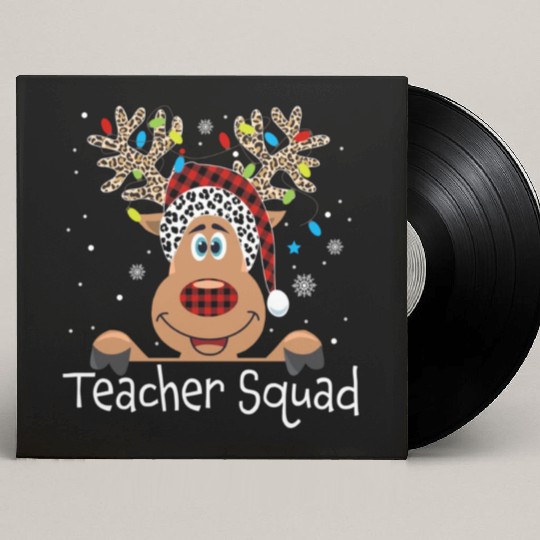 Teacher Squad Reindeer Funny Teacher Christmas Custom Vinyl Record Sleeves