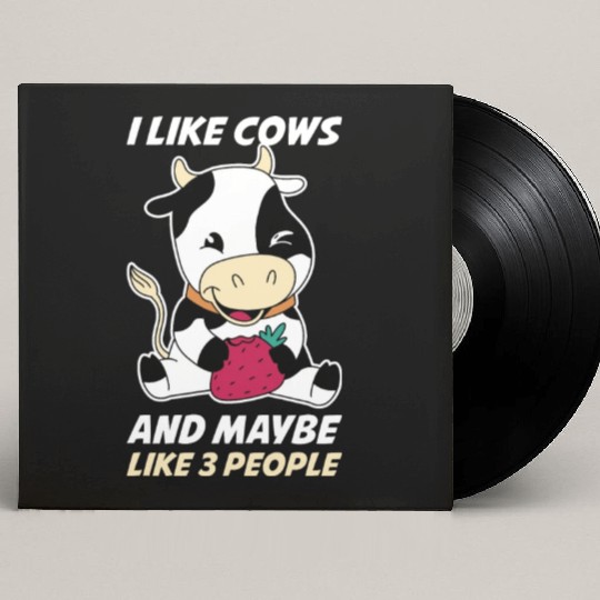 I Like Cows And Maybe Like 3 People Funny Cow Gift Custom Vinyl Record Sleeves