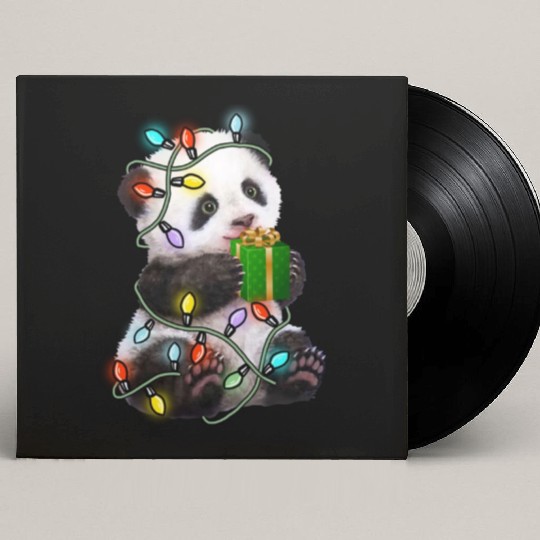 Panda Tree Christmas Lights Xmas For Pet Lover Custom Vinyl Record Sleeves