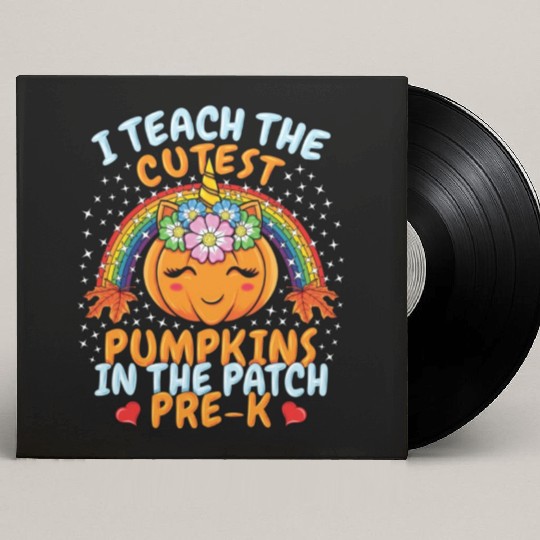 I Teach Cutest Pumpkins Patch Pre K Teacher Custom Vinyl Record Sleeves