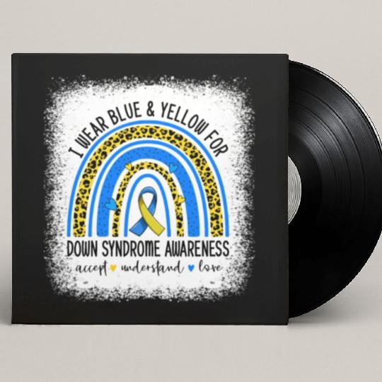 I Wear Blue Yellow For Down Syndrome Awareness Custom Vinyl Record Sleeves