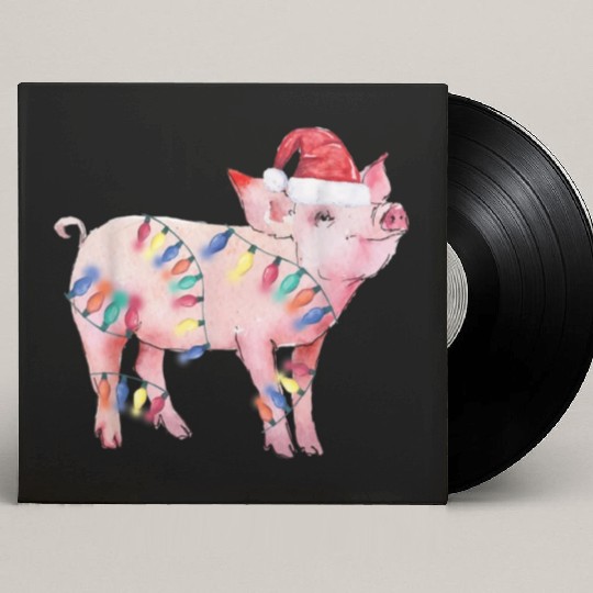 Santa Pig Christmas Lights Pig Lover Christmas Custom Vinyl Record Sleeves
