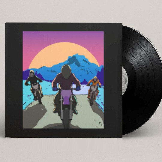 Dirt Bike Rider Sunset Mountain Road Custom Vinyl Record Sleeves