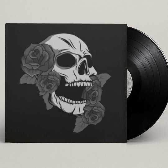 Black Skull Roses Aesthetic Goth Gothic Custom Vinyl Record Sleeves