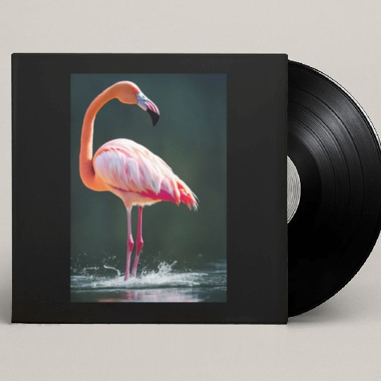 Flamingo in a lake with water splashes Custom Vinyl Record Sleeves