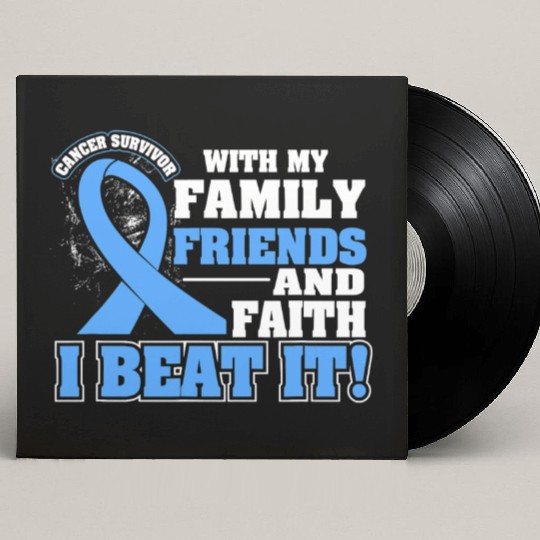 Family Faith I Beat It Prostate Cancer Awareness Custom Vinyl Record Sleeves