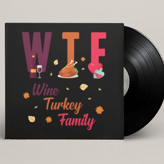 WTF Wine Turkey Family Festive Funny Thanksgiving Custom Vinyl Record Sleeves