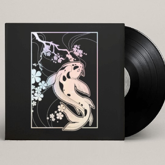 Kawaii Cherry Blossom Koi Custom Vinyl Record Sleeves