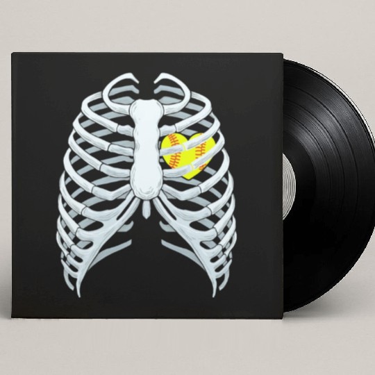 Funny Softbal Heart Skeleton Rib Cage Halloween Custom Vinyl Record Sleeves