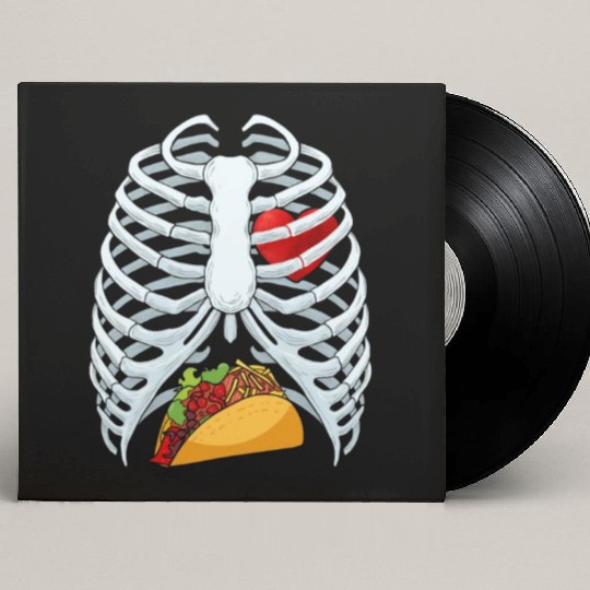 Funny Taco Skeleton Rib Cage Dad Halloween Costume Custom Vinyl Record Sleeves