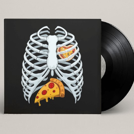 Funny PIzza Skeleton Rib Cage Halloween Costume Custom Vinyl Record Sleeves