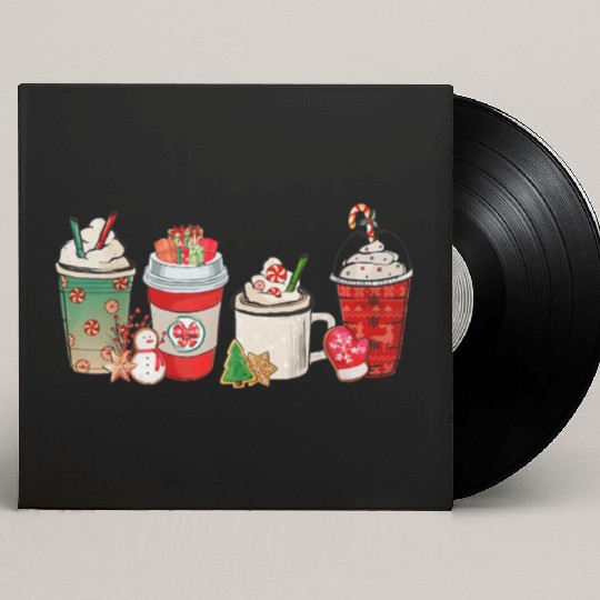 Merry Christmas Coffee Snowman Latte Peppermint Custom Vinyl Record Sleeves
