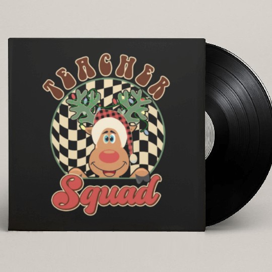 Teacher Squad Reindeer Funny Christmas Custom Vinyl Record Sleeves