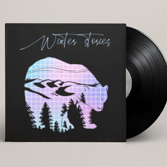 Winter stories Bear Trees Pastel Rainbow Custom Vinyl Record Sleeves