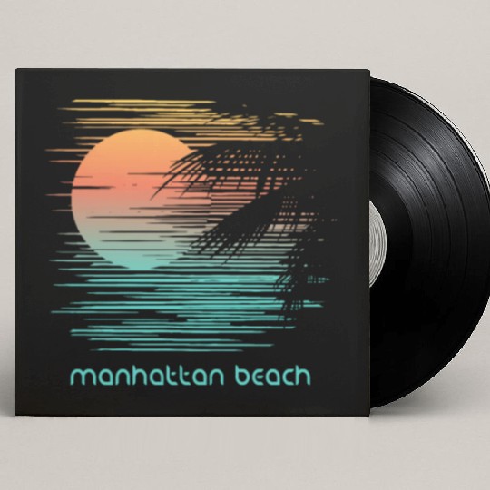 Artistic Manhattan Beach California Palm Tree Custom Vinyl Record Sleeves