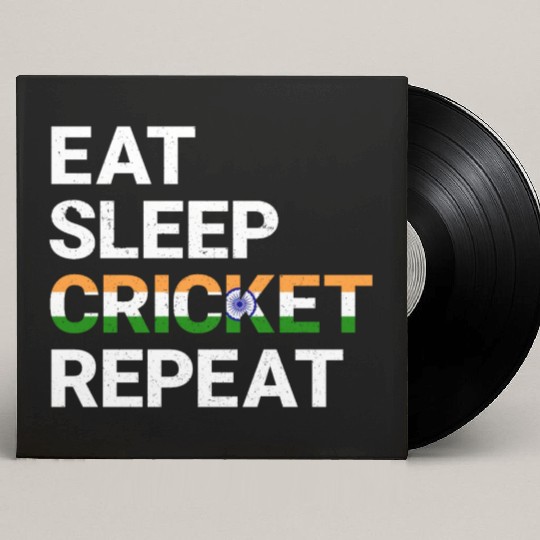 Eat Sleep Cricket Repeat IND Flag Sports Gift Custom Vinyl Record Sleeves
