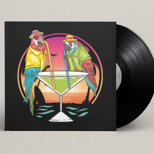 Parrots Drinking Margarita Hawaiian Birds Gift Custom Vinyl Record Sleeves