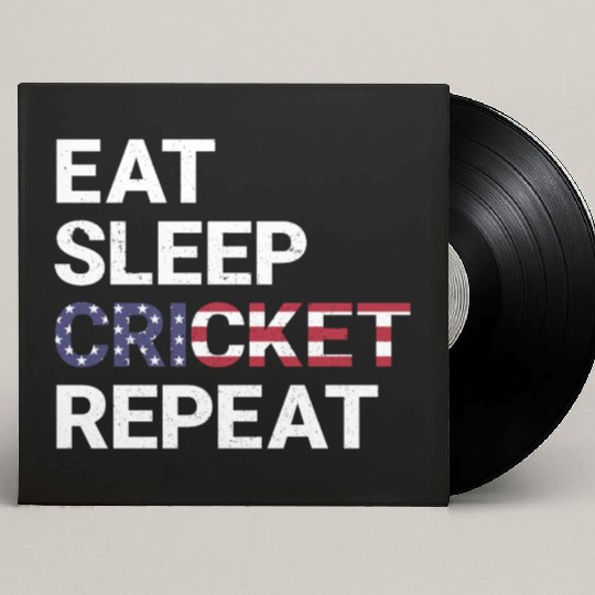 Eat Sleep Cricket Repeat USA Flag Sports Gift Custom Vinyl Record Sleeves