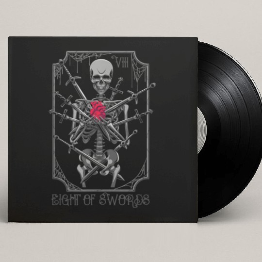 8 of Swords Tarot Card Skeleton Witchy Pagan Custom Vinyl Record Sleeves