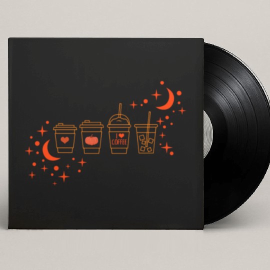 Halloween Custom Vinyl Record Sleeves, Cute Halloween Coffee Latte