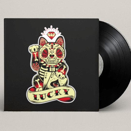 lucky cat Skull Candy Custom Vinyl Record Sleeves
