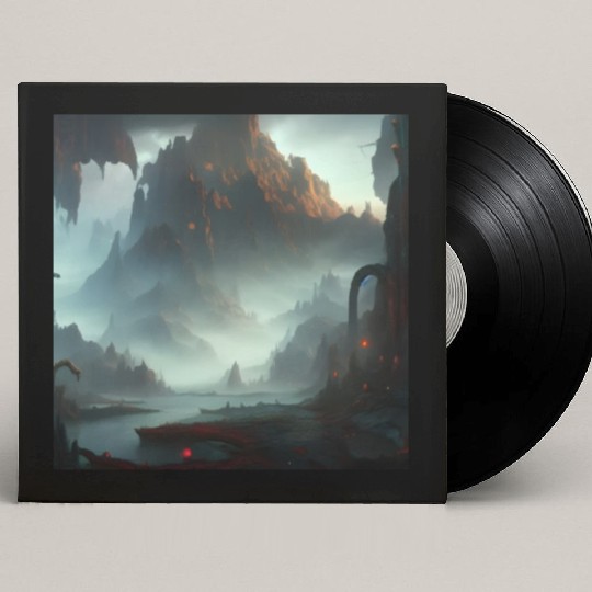 Misty Mountains in a Fantasy Scene Custom Vinyl Record Sleeves