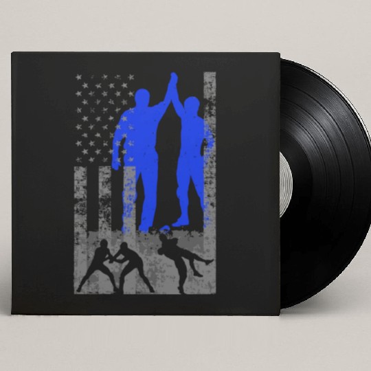 Wrestling American Flag Blue Male Wrestler On Us F Custom Vinyl Record Sleeves