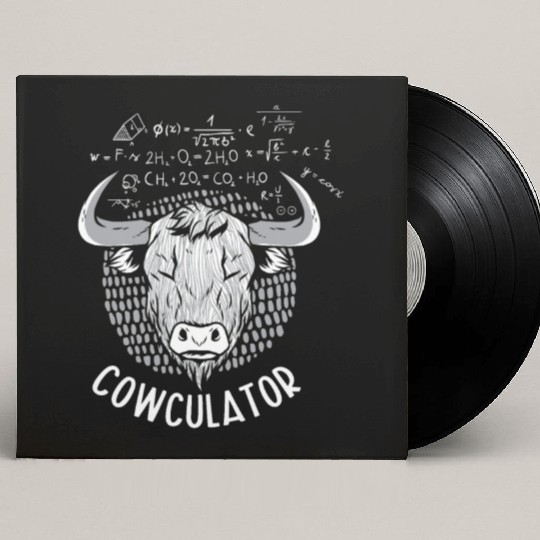 Cowculator Highland Cow Grass Puppy Math Lover Custom Vinyl Record Sleeves