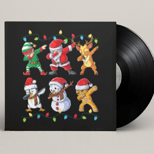 Dabbing Santa Elf Friends Christmas Custom Vinyl Record Sleeves