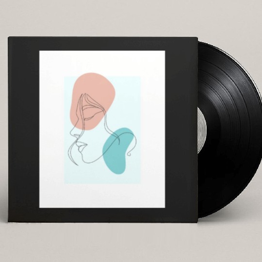 beige minimalist woman line art Custom Vinyl Record Sleeves