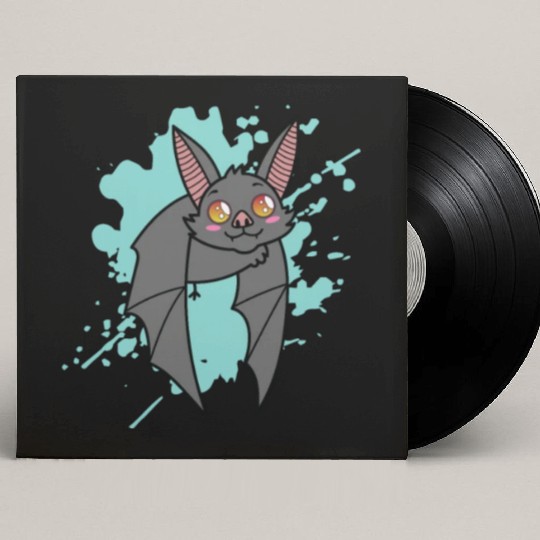Bat in japanese Kawaii Style Animal Custom Vinyl Record Sleeves