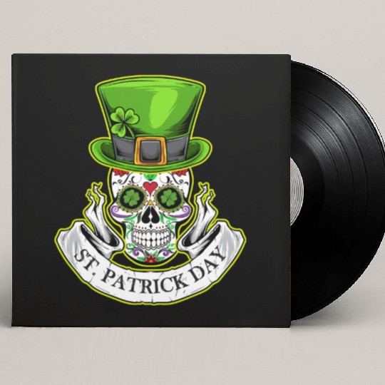 Sugar Skull | St Patrick Day | Lucky Charm Irish Custom Vinyl Record Sleeves