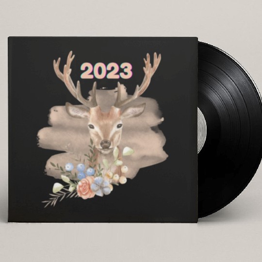 Brown Beige Watercolor Illustrated Deer Custom Vinyl Record Sleeves