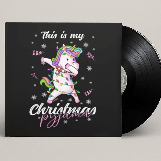 Winter Christmas Pyjama Unicorn Custom Vinyl Record Sleeves
