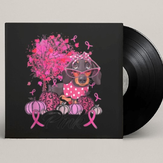 Breast Cancer Pink Dachshund Custom Vinyl Record Sleeves