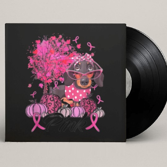 Breast Cancer Pink Dachshund Custom Vinyl Record Sleeves