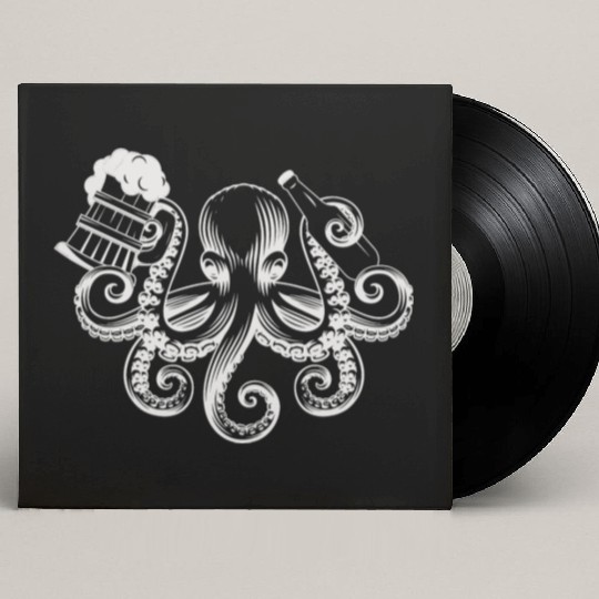 Octopus Beer Drinking Men Beer Lover Custom Vinyl Record Sleeves