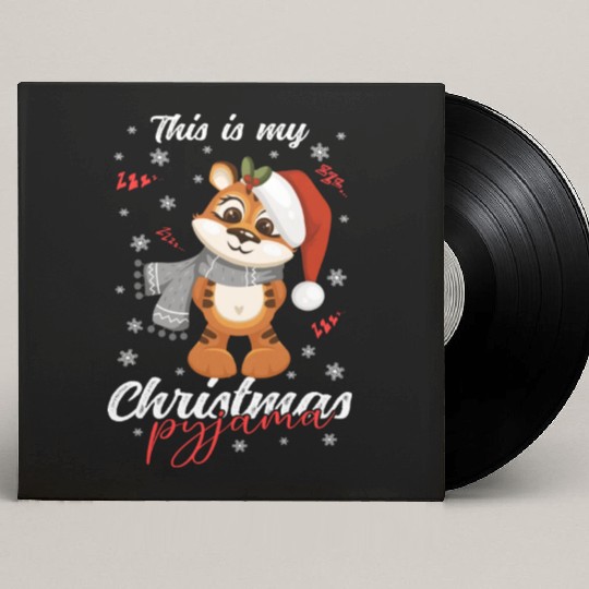 Winter Christmas Pyjama Tiger Custom Vinyl Record Sleeves