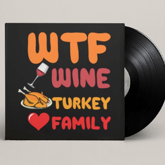 What The Wine Turkey Family Funny Thanksgiving Custom Vinyl Record Sleeves