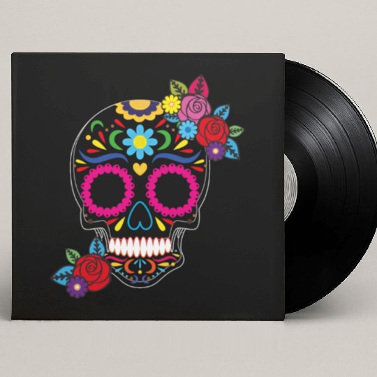Day of The Dead Colorful Sugar Skull Custom Vinyl Record Sleeves