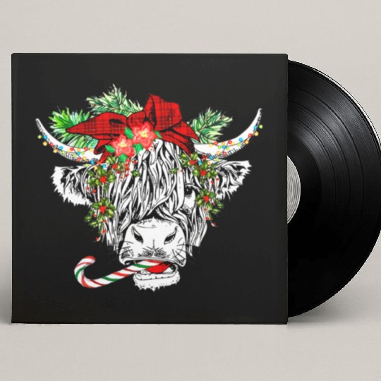 Christmas Highland Cow Merry Christmas Custom Vinyl Record Sleeves