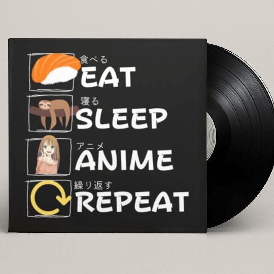 Eat Sleep Anime Repeat Custom Vinyl Record Sleeves, Anime Manga