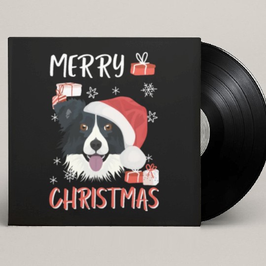 Border Collie Merry Christmas Custom Vinyl Record Sleeves